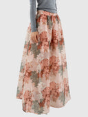 Melinda Maxi Skirt - Pink Green Floral