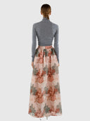 Melinda Maxi Skirt - Pink Green Floral