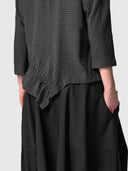 Nuance Top - Graphite Perforated Check