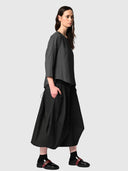 Nuance Top - Graphite Perforated Check