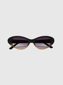 Lina Small Cat Eye Sunglasses - Black Shaded Rose