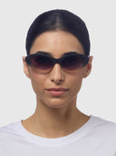 Lina Small Cat Eye Sunglasses - Black Shaded Rose