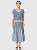 Evlyn Knit Top - Blue/Choc