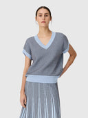 Evlyn Knit Top - Blue/Choc