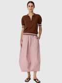 Dahlia Knit Polo - Toffee/Pink