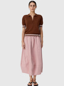 Dahlia Knit Polo - Toffee/Pink