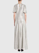 Round Neck Fluted Como Maxi Dress - Moonlight Silver