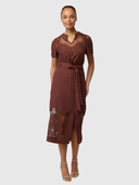 Solene Cotton Blend Lace Short Sleeve Top - Rosewood
