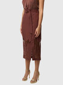 Solene Linen Viscose Midi Lace Skirt - Rosewood