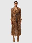 Solene Sheer Viscose Midi Dress - Exotica