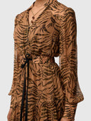 Solene Sheer Viscose Midi Dress - Exotica