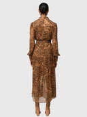 Solene Sheer Viscose Midi Dress - Exotica