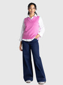 V-Neck Cotton Vest - Ultra Pink