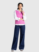 V-Neck Cotton Vest - Ultra Pink
