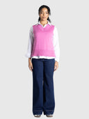 V-Neck Cotton Vest - Ultra Pink