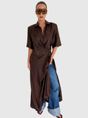 Scorpius Silk Dress – Chocolate