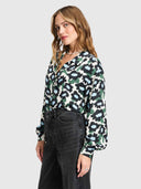 Violet Wild Flowers Ecru Blouse - White