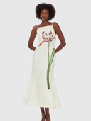 Regina Embellished Wool Blend Midi Dress - Snow
