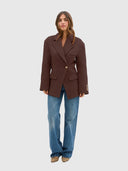 Saskia Cinched Blazer - Chocolate