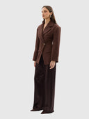 Saskia Cinched Blazer - Chocolate