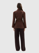 Saskia Cinched Blazer - Chocolate