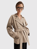 Selena Cropped Trench Coat – Taupe