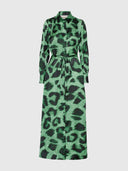 Carla Dress – Green Maxi Leopard