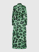 Carla Dress – Green Maxi Leopard