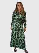 Carla Dress – Green Maxi Leopard