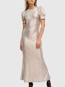 Como Puff Sleeve Maxi Dress - Moonlight Silver Shimmer
