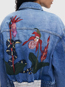 25WWED07 Denim Jacket with Embroidery - Medium Wash