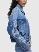 25WWED07 Denim Jacket with Embroidery - Medium Wash