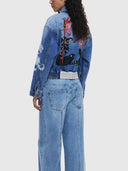 25WWED07 Denim Jacket with Embroidery - Medium Wash