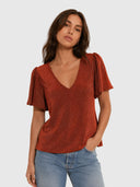 Farfalla Fluted Top - Rust