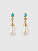 Victoria Earring – Gold Turquoise Pearl