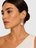 Victoria Earring – Gold Turquoise Pearl